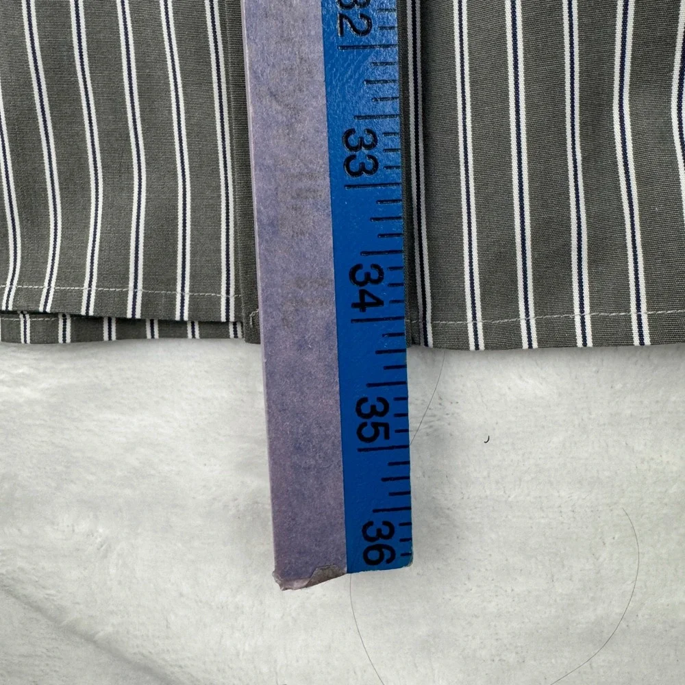 Polo Ralph Lauren Mens XXL Grey White Striped Button Down Shirt Classic Fit Long